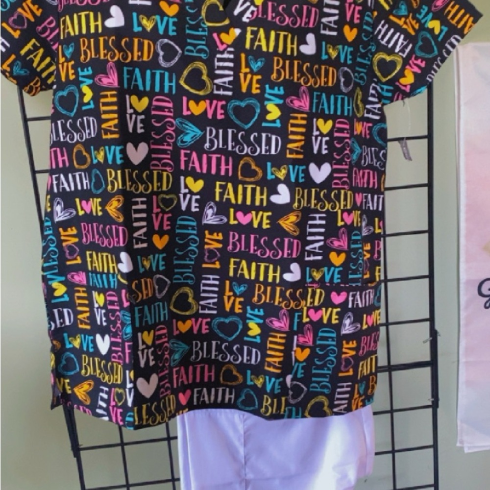 Colorful Graphic Scrub  Shirt